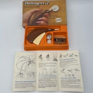 Buttoneer 2 Instant Button‎ Attacher Kit RONCO Vintage Sewing Tool Fasteners